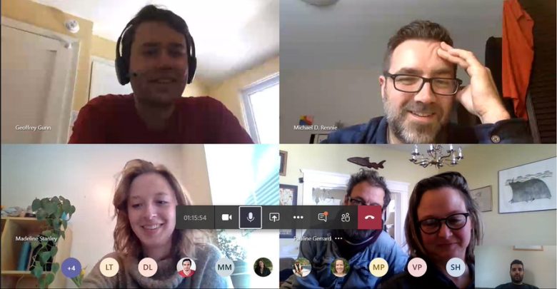Five Canadian scientists in a Zoom virtual meeting room