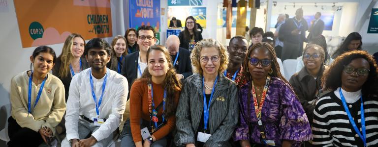 UNEP executive director Inger Andersen with youth constituency members at INC-5