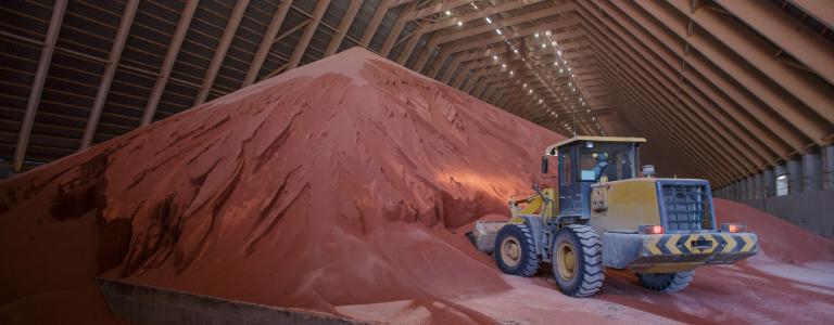 Warehouse of potash fertilizer plant production