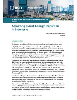 Achieving a Just Energy Transition in Indonesia brief cover