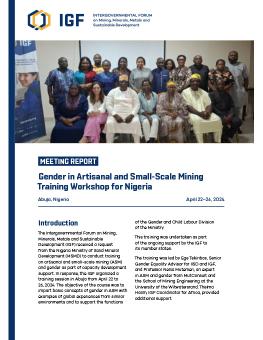 Gender in Artisanal and Small-Scale Mining Training Workshop for Nigeria brief cover showing a group photo of event attendees.