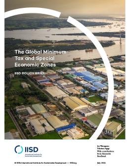 The Global Minimum Tax and Special Economic Zones brief cover showing a container harbour at Saigon River in Vietnam.