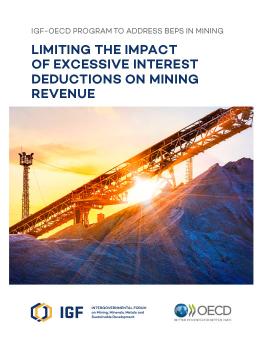 Limiting the Impact of Excessive Interest Deductions on Mining Revenue report cover showing a conveyor belt at a mining site with the sun shining in the background.