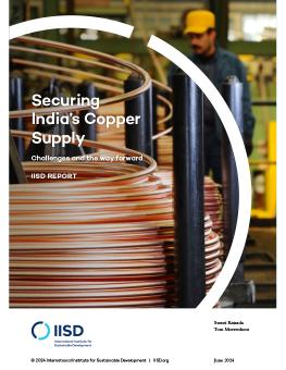 Securing India's Copper Supply report cover showing a spool of copper cable as a worker looks on in the background.