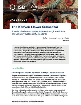 The Kenyan Flower Subsector report cover showing a greenhouse fill of roses.