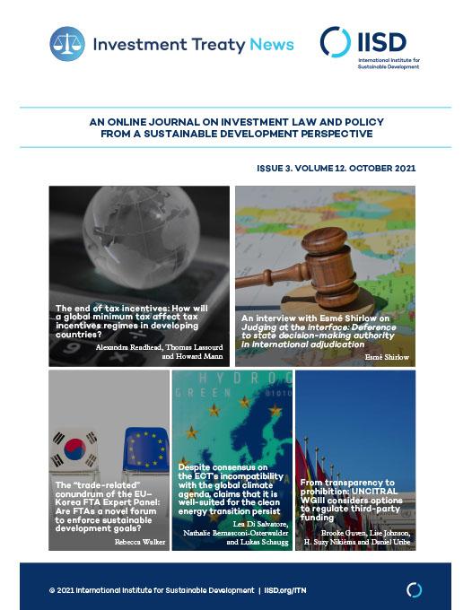 Investment Treaty News Itn Volume 12 Issue 3 October 2021 International Institute For 2814