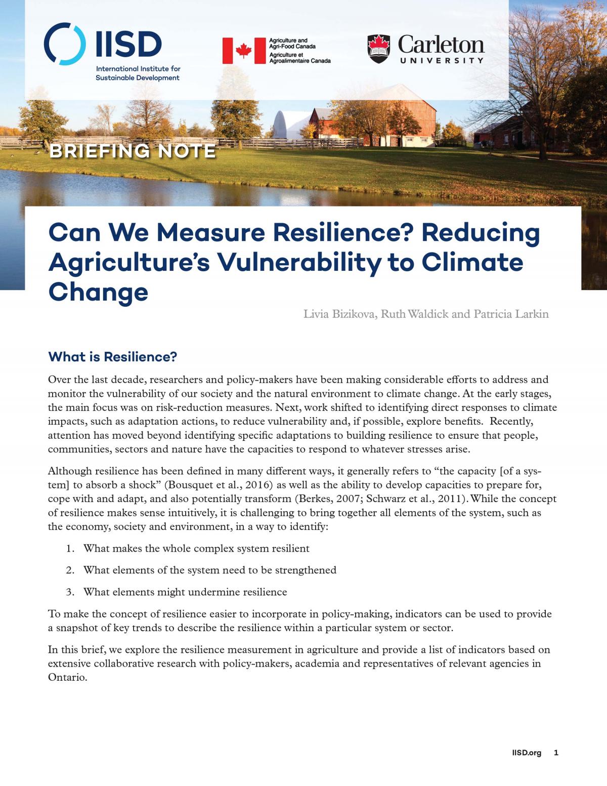 Can We Measure Resilience? Reducing Agriculture’s Vulnerability To ...