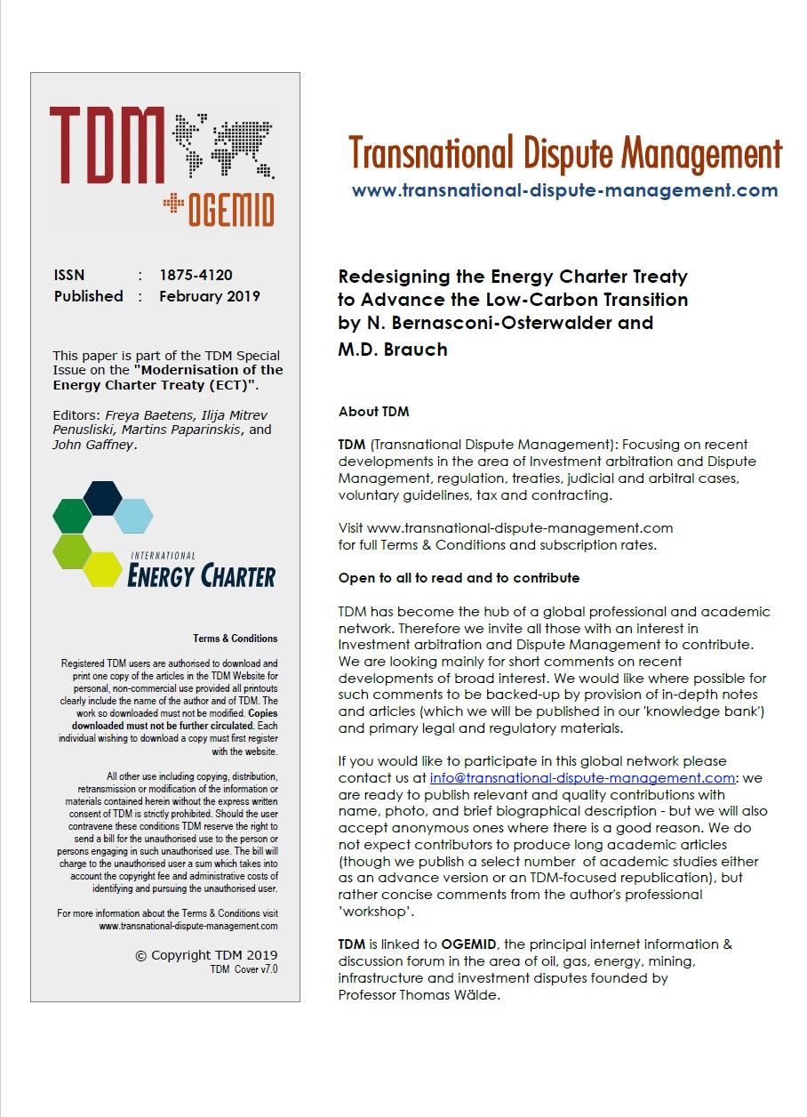 Redesigning The Energy Charter Treaty To Advance The Low Carbon   Tdm Article 