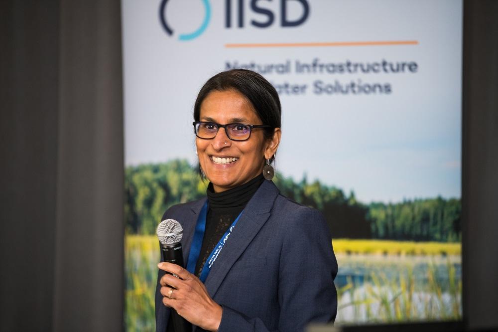 IISD's Dimple Roy speaking at the Advancing Natural Infrastructure Forum 2024