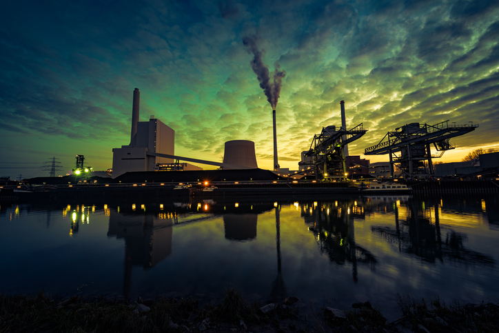 Coal plant at sunset