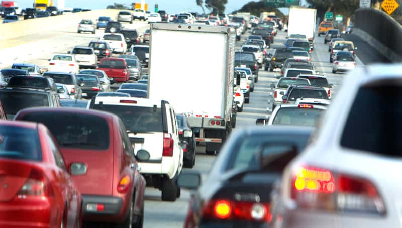 Vehicles stuck in a traffic jam